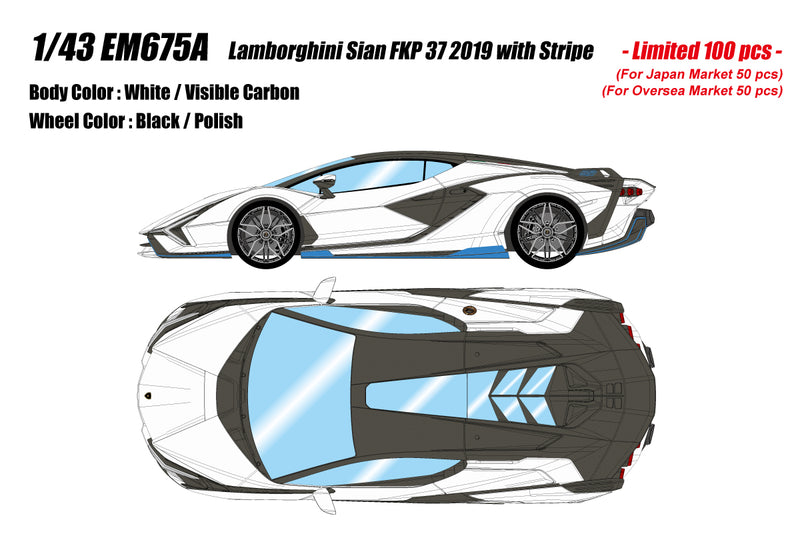 *PREORDER* Make Up Co., Ltd / Eidolon 1:43 Lamborghini Sian FKP 37 2019 in White with Carbon Accents