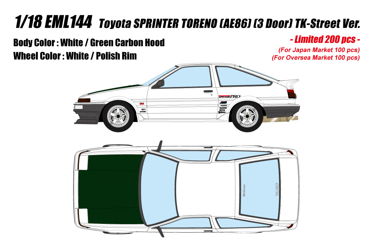 *PREORDER* Make Up Co., Ltd. 1:18 Toyota Sprinter Trueno (AE86) 3Door TK-Street Late Ver. – White