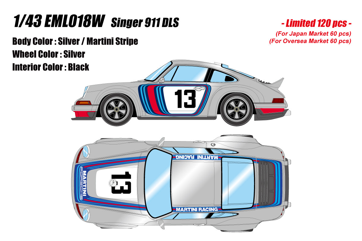 *PREORDER* Make Up Co., Ltd. / Eidolon 1:18 Porsche Singer 911 DLS Singer Silver / Martini Stripe