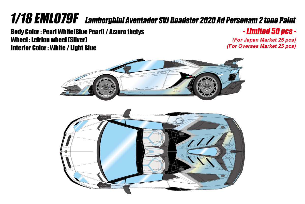 *PREORDER* Make Up Co., Ltd. / Eidolon 1:18 Lamborghini Aventador SVJ Roadster Ad Personam Two-Tone Paint in White