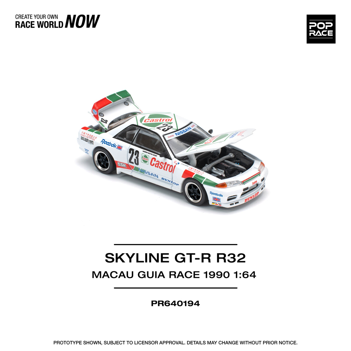 *PREORDER* Pop Race 1:64 Nissan Skyline GT-R (R32) Macau Guia Race 1990 Winner