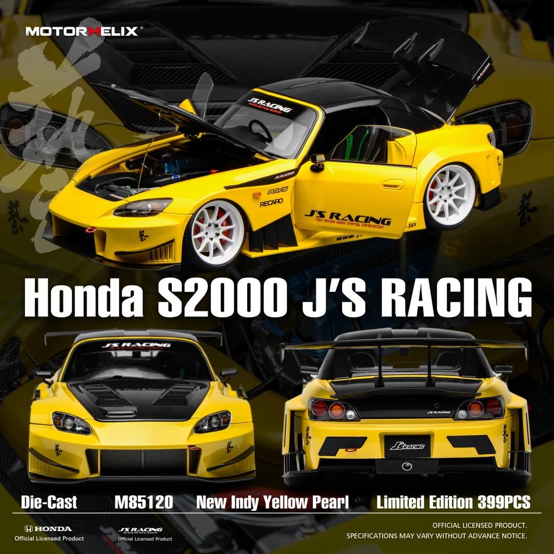 *PREORDER* MotorHelix 1:18 Honda S2000 J's Racing in New Indy Yellow Pearl