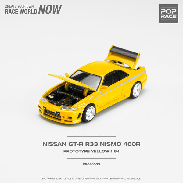 Pop Race 1/64 Nissan Skyline (BNCR33) NISMO 400R in Prototype Yellow
