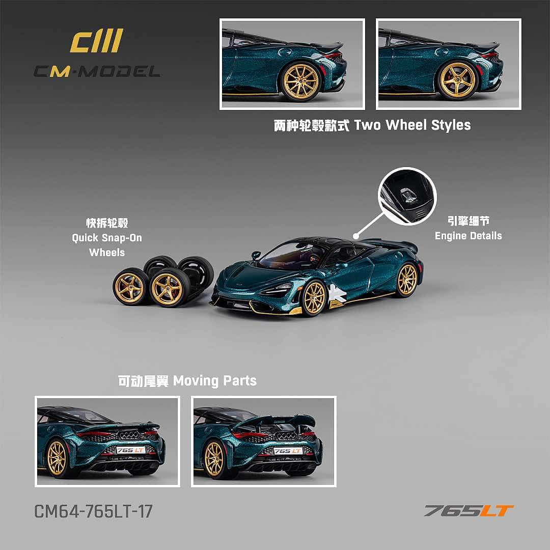 CM Model 1:64 McLaren 765LT in Metallic Black Green