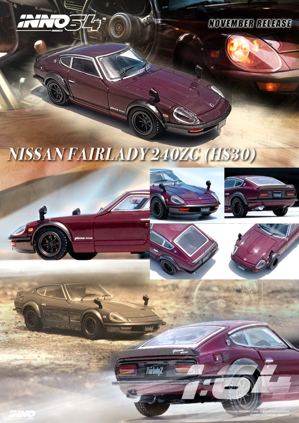 INNO64 1:64 Nissan Fairlady 240ZG (HS30) in Maroon