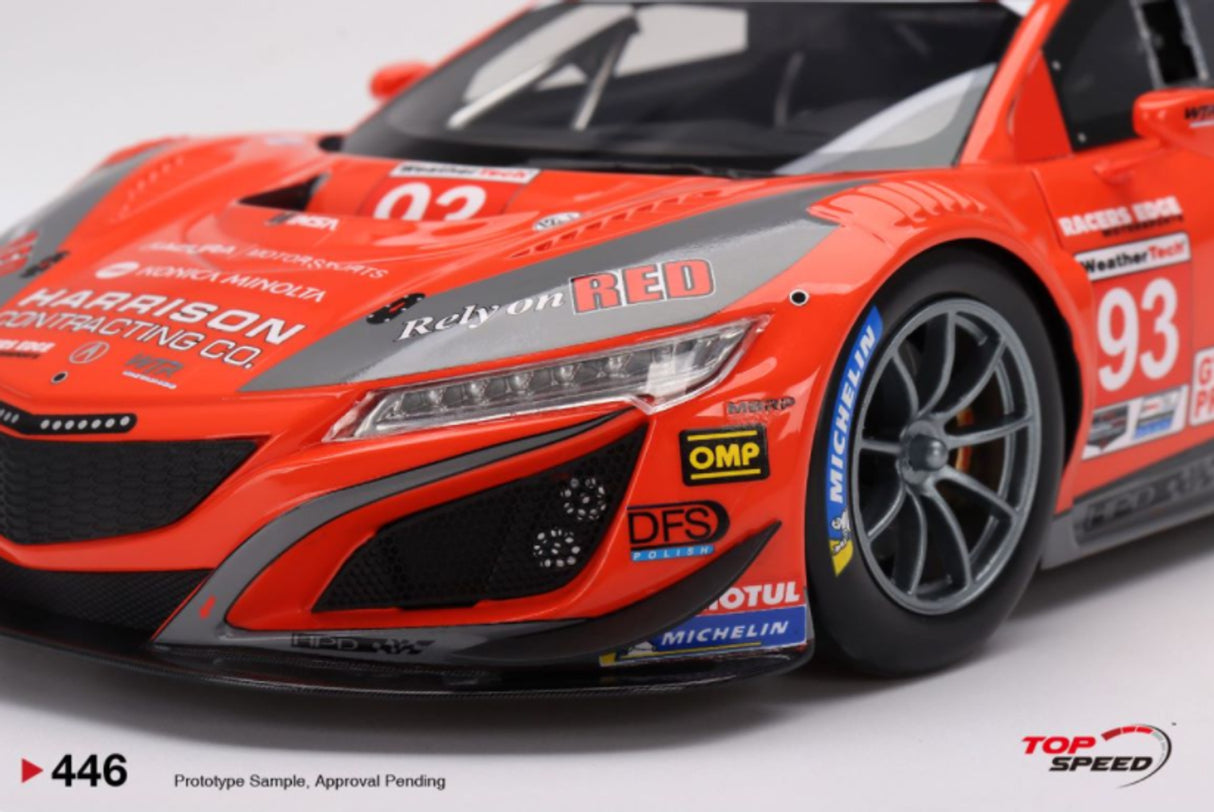 TopSpeed Models 1:18 Acura NSX GT3 EVO22 #93 WTR 2022 IMSA Sebring