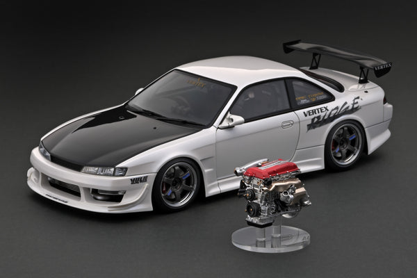 Ignition Model 1:18 Nissan Silvia (S14) VERTEX in Pearl White with SR20 Engine Display