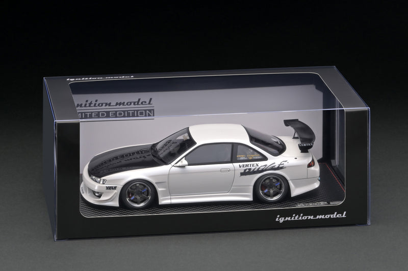 Ignition Model 1:18 Nissan Silvia (S14) VERTEX in Pearl White with SR20 Engine Display