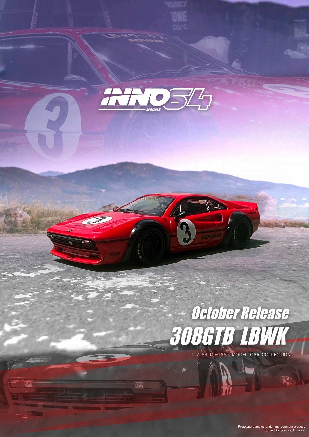INNO64 1/64 Ferrari 308 GTB Liberty Walk in Red