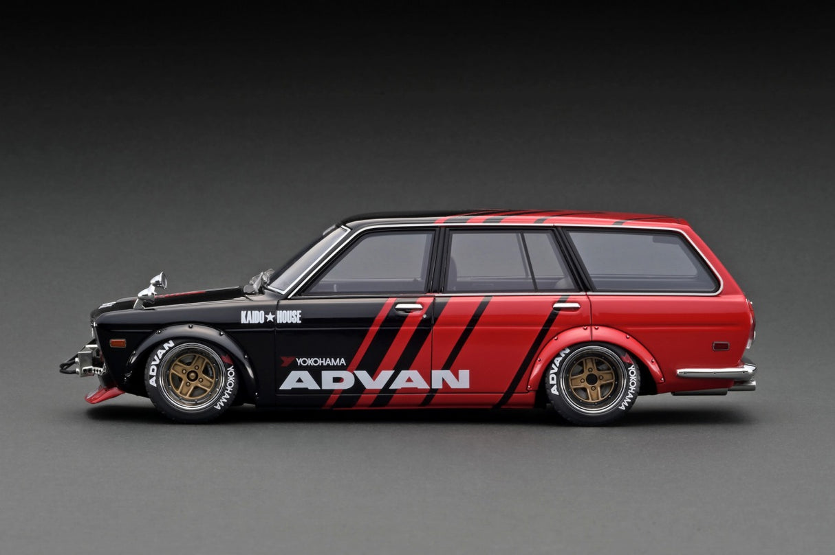 Ignition Model 1:18 Datsun Bluebird (510) Wagon KAIDO HOUSE in Red / Black