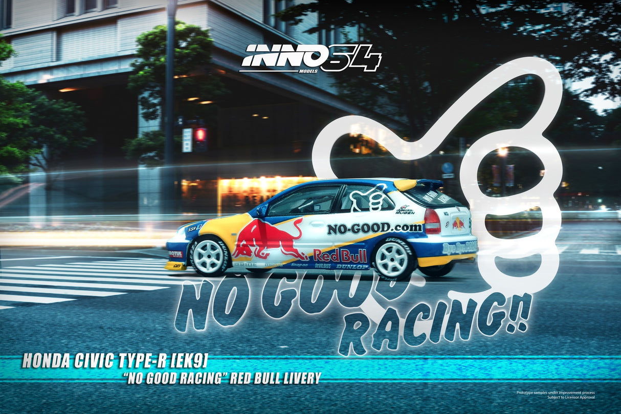 INNO64 1:64 Honda Civic Type-R (EK9) "NO GOOD RACING" Red Bull Livery