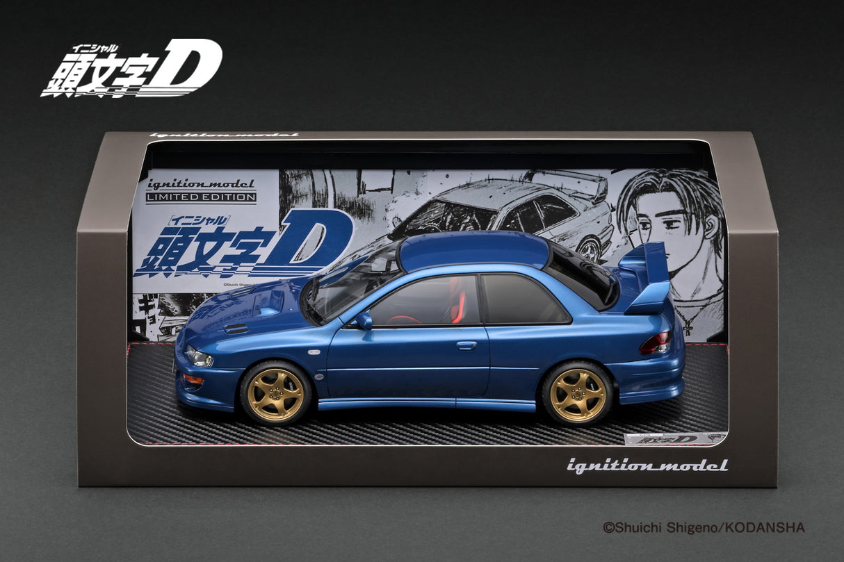 Ignition Model 1:18 Subaru Impreza WRX type R STi Version V (GC8) INITIAL D in Blue with LED Lights