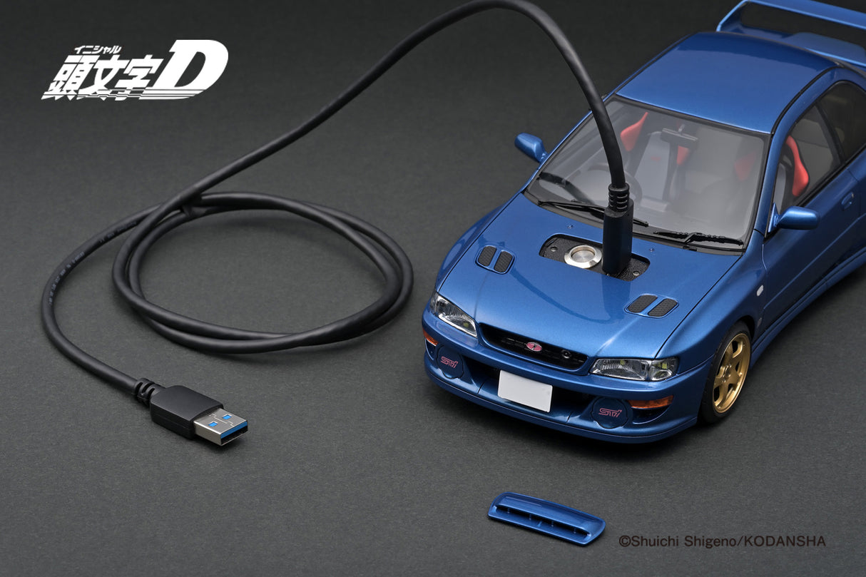 Ignition Model 1:18 Subaru Impreza WRX type R STi Version V (GC8) INITIAL D in Blue with LED Lights