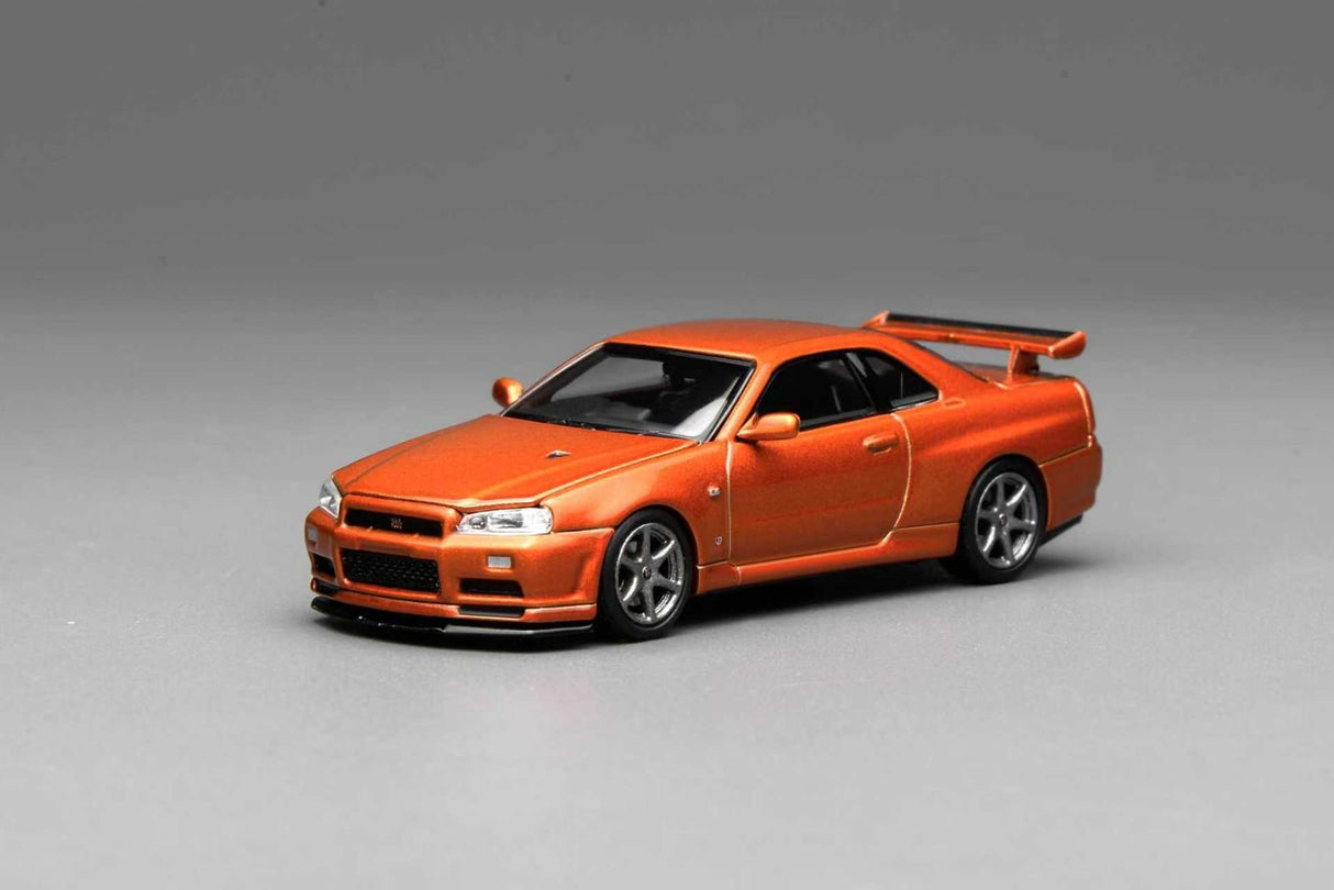 *PREORDER* MotorHelix 1:64 Nissan Skyline GT-R (R34) V-Spec Customized in Metallic Orange