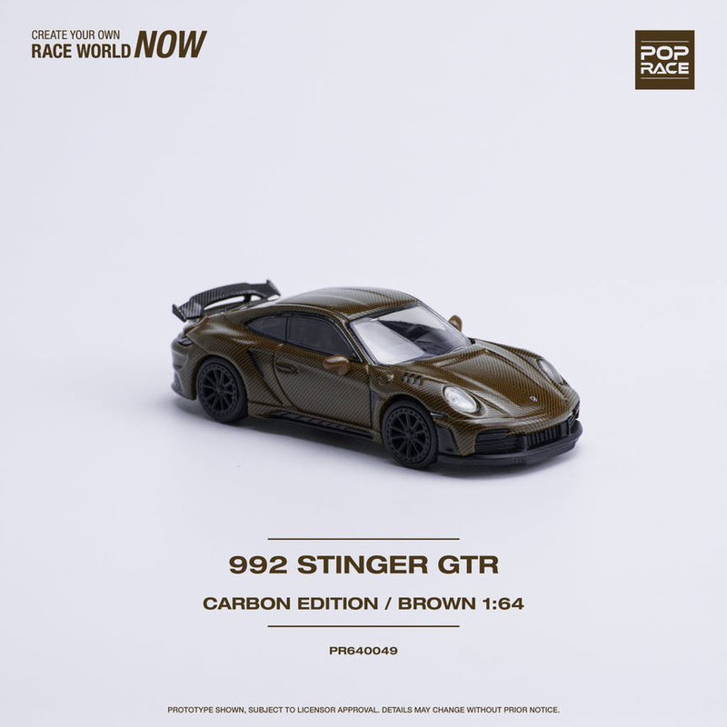 *PREORDER* Pop Race 1/64 Porsche 992 Stinger GTR Brown Carbon Fiber Edition