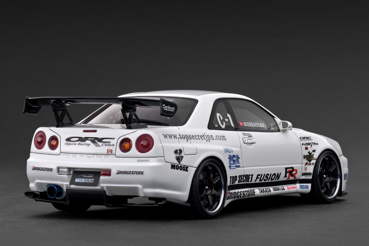 *PREORDER* Ignition Model 1:18 Nissan Skyline 34GT-R (R34) TOP SECRET in White