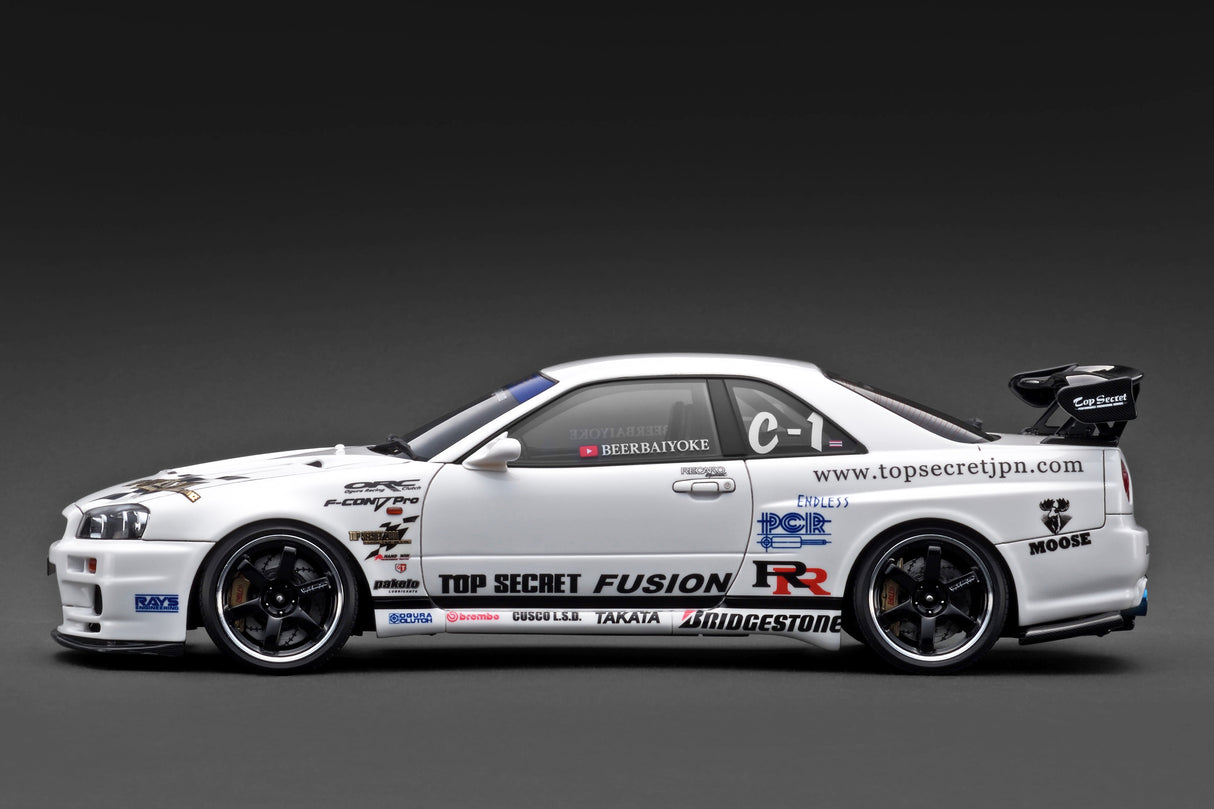 *PREORDER* Ignition Model 1:18 Nissan Skyline 34GT-R (R34) TOP SECRET in White