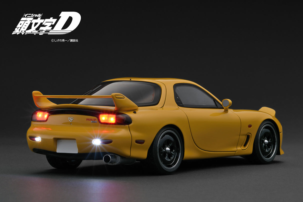 *PREORDER* Ignition Model 1:18 Initial D Mazda RX-7 Mazda Speed A-spec (FD3S) in Yellow with Sound & LED Version