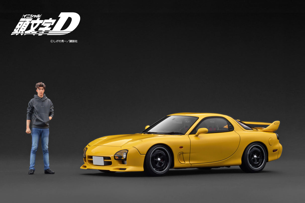 *PREORDER* Ignition Model 1:18 Initial D Mazda RX-7 Mazda Speed A-spec (FD3S) in Yellow with Mr. Keisuke Takahashi