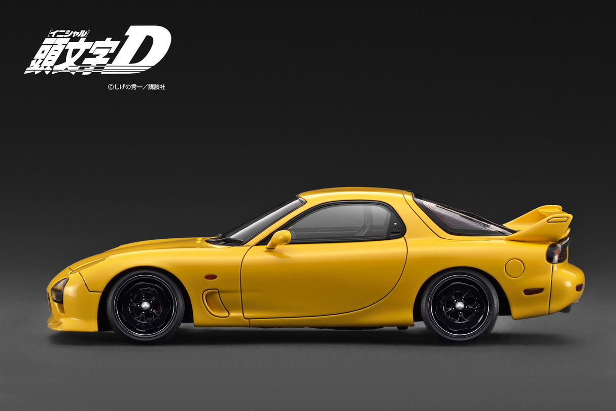 *PREORDER* Ignition Model 1:18 Initial D Mazda RX-7 Mazda Speed A-spec (FD3S) in Yellow with Mr. Keisuke Takahashi