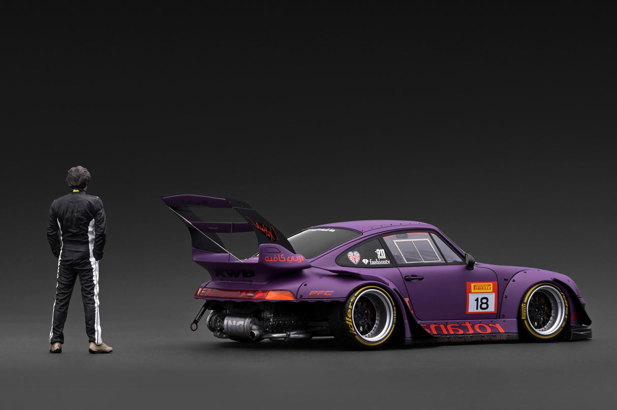 *PREORDER* Ignition Model 1:18 Porsche RWB 993 in Matte Purple with Mr. Nakai Figure