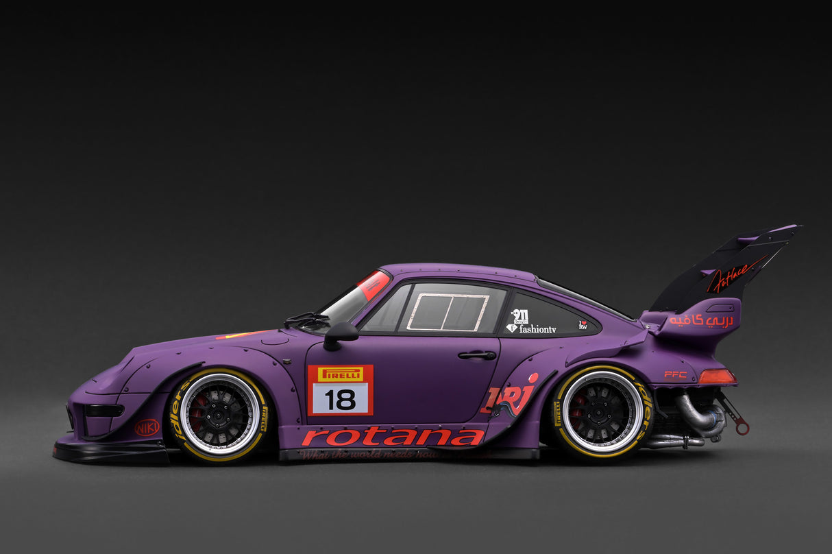 *PREORDER* Ignition Model 1:18 Porsche RWB 993 in Matte Purple with Mr. Nakai Figure