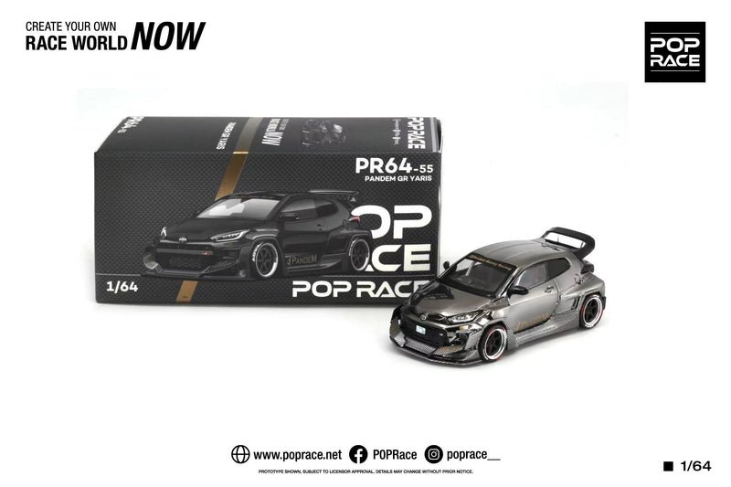 Pop Race 1/64 Toyota GR Yaris PANDEM IMXPO2023 Exclusive in Black Chrome
