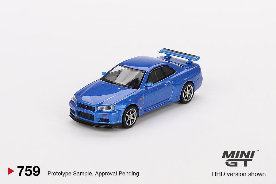 MINI GT 1:64 Nissan Skyline GT-R (R34)  V-Spec Bayside Blue