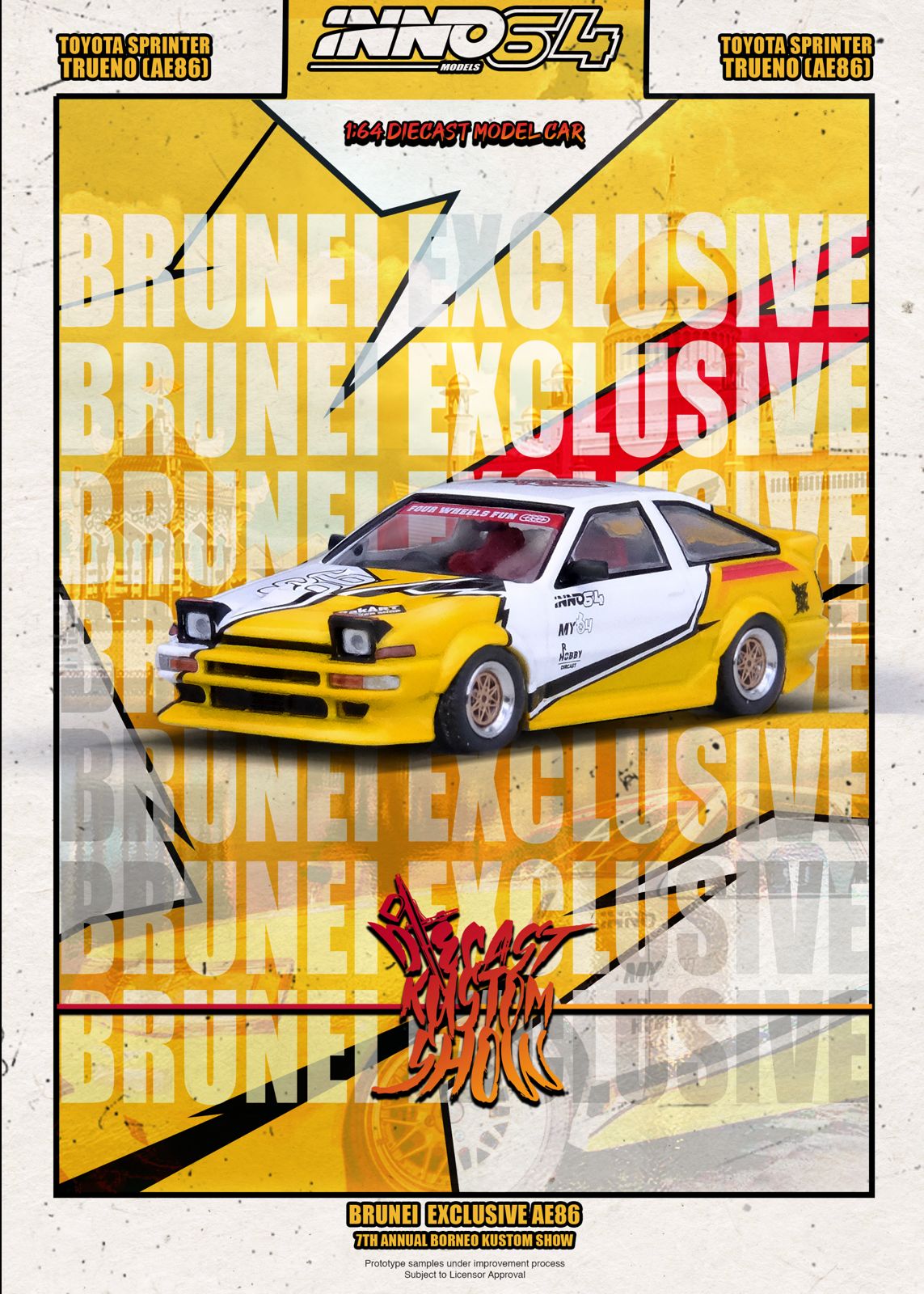 INNO64 1:64 Toyota Sprinter Trueno (AE86) Brunei Diecast Kustom Show 2024