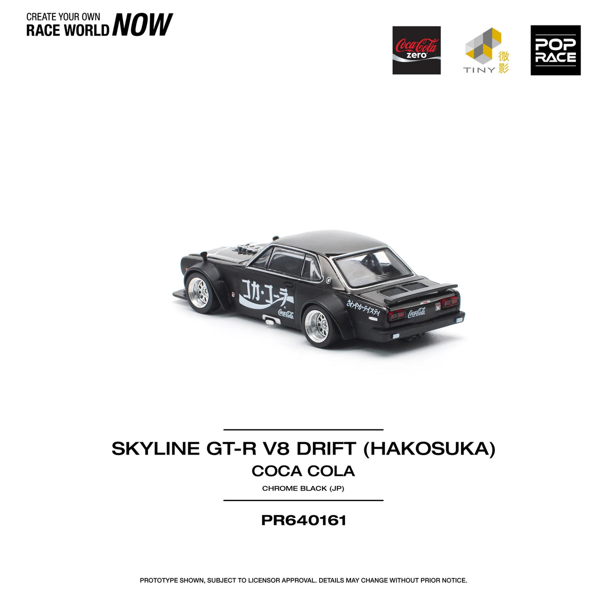 Pop Race 1:64 Nissan Skyline GT-R V8 Drift (Hakosuka) JP Coca Cola in Black