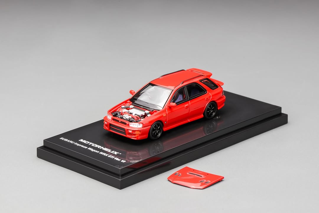 *PREORDER* MotorHelix 1:64 Subaru Impreza Wagon WRX STi Ver. VI Customized in Cherry Red Blossom