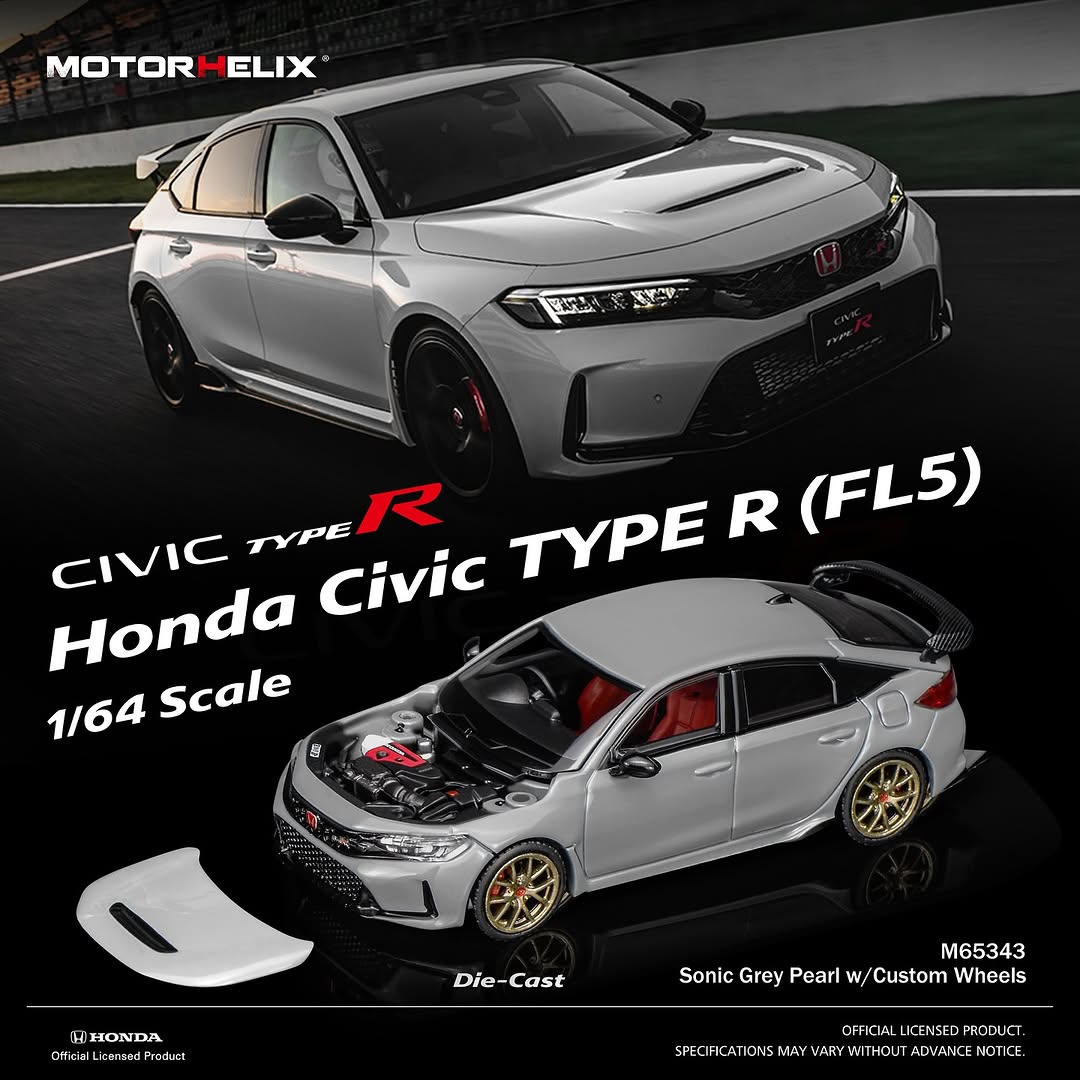*PREORDER* MotorHelix 1:64 Honda Civic Type-R (FL5) in Sonic Grey Pearl
