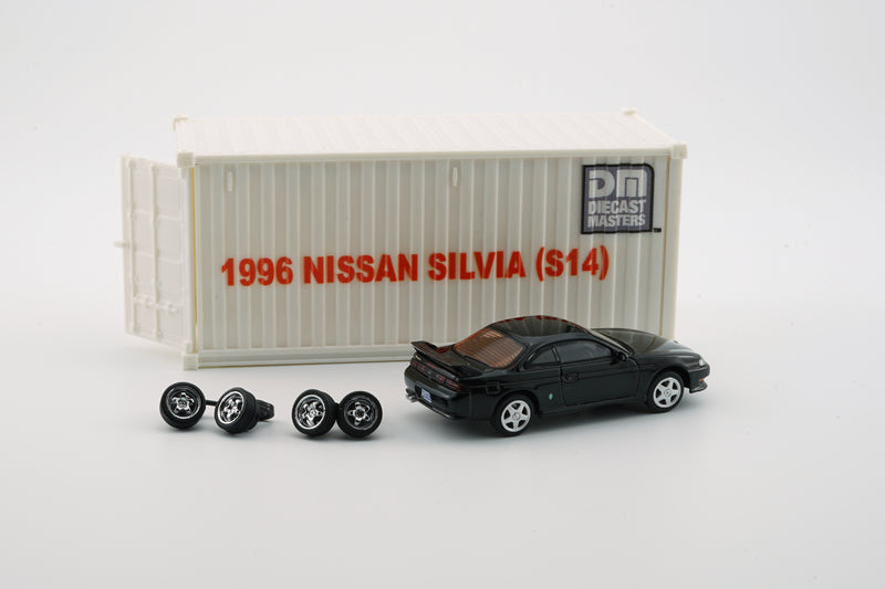 BM Creations 1:64 Nissan Silvia (S14) in Black RHD Configuration with Container