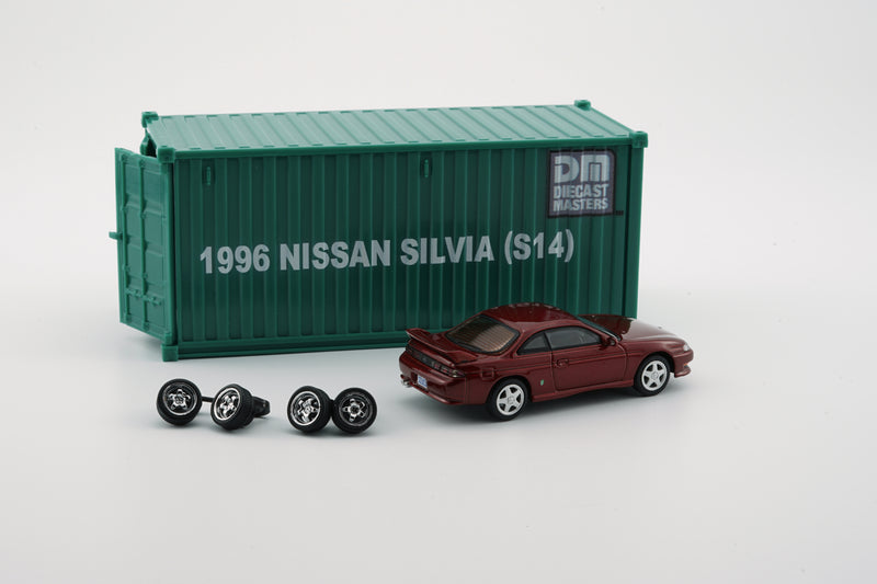 BM Creations 1:64 Nissan Silvia (S14) in Red LHD Configuration with Container