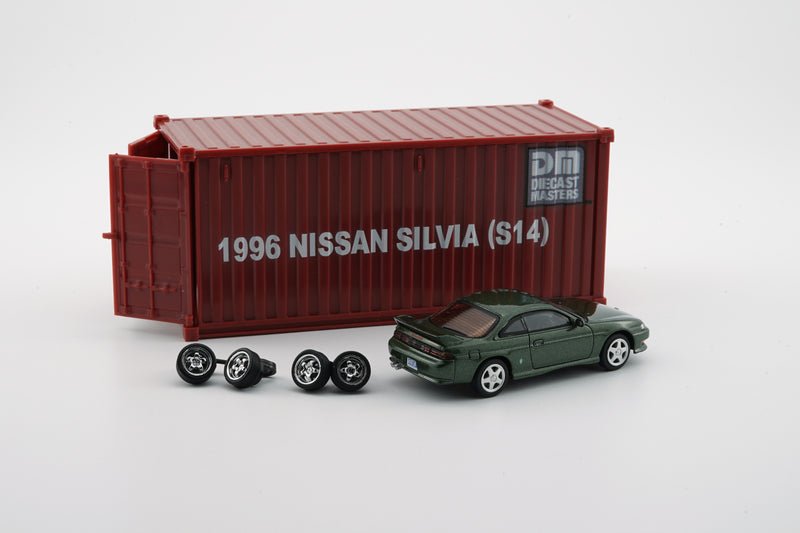 BM Creations 1:64 Nissan Silvia (S14) in Green LHD Configuration with Container