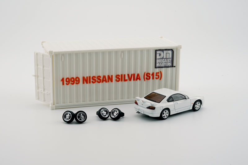 BM Creations 1:64 Nissan Silvia (S15) in White RHD Configuration with Container