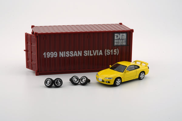 BM Creations 1:64 Nissan Silvia (S15) in Yellow RHD Configuration with Container
