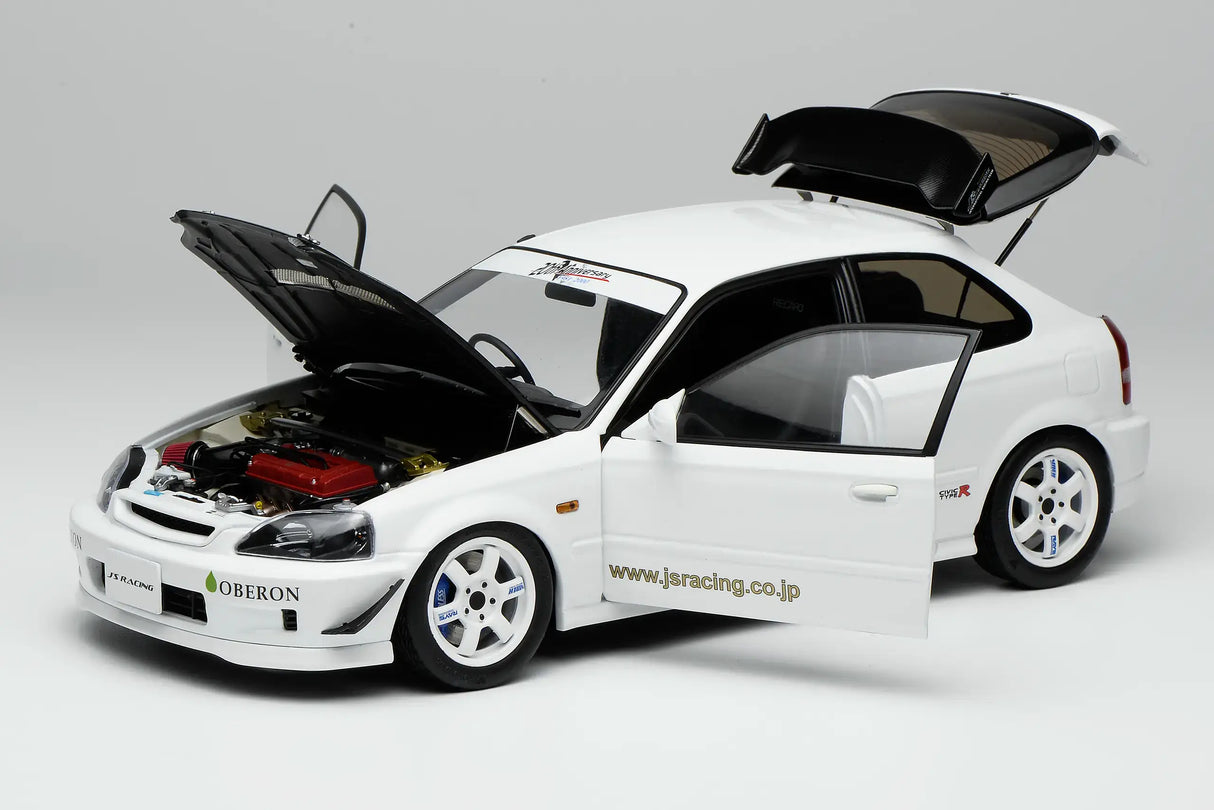 MotorHelix 1/18 Honda Civic Type-R (EK9) J's Racing in White