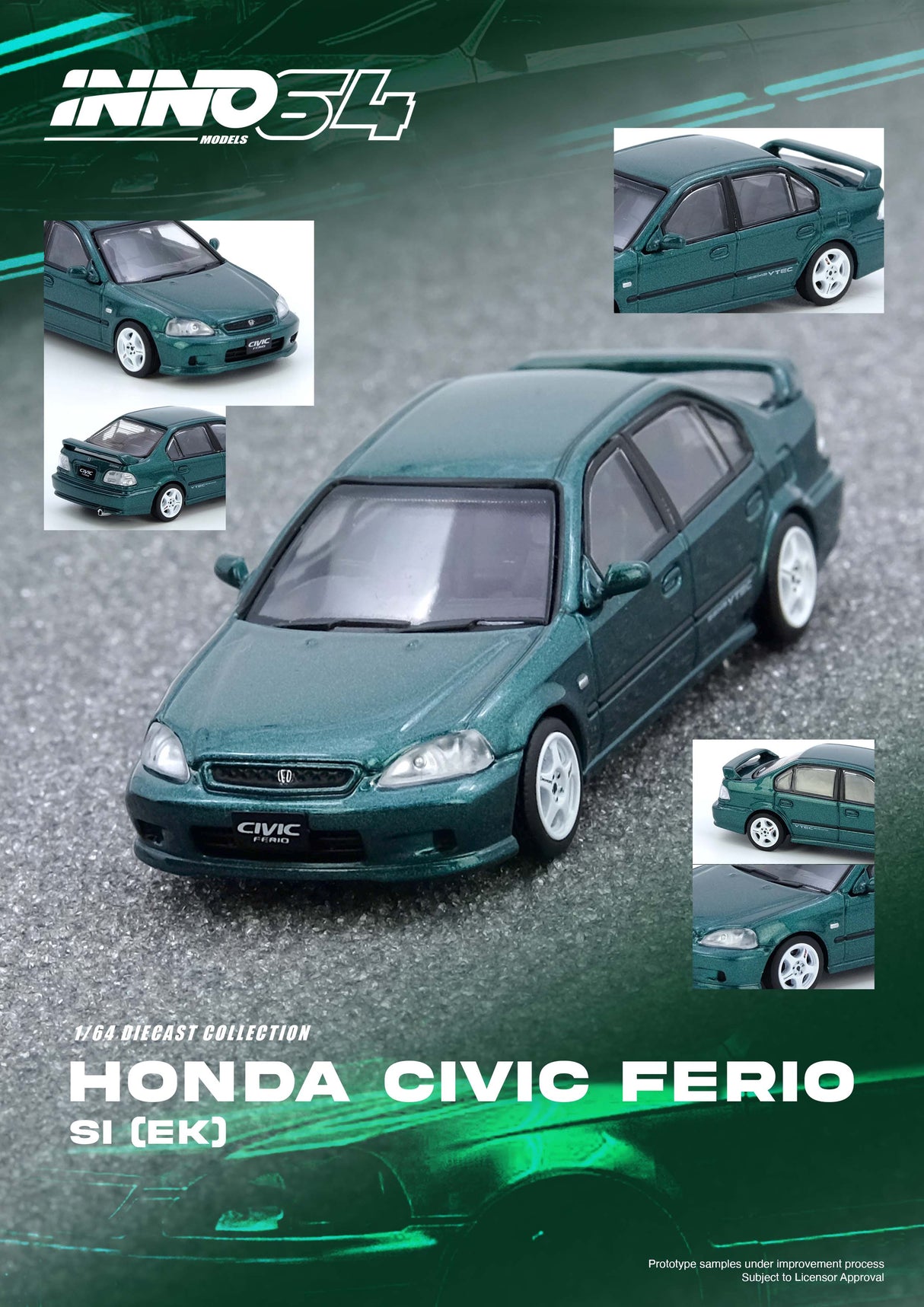 *PREORDER* INNO64 1:64 Honda Civic Ferio Si (EK) in Green