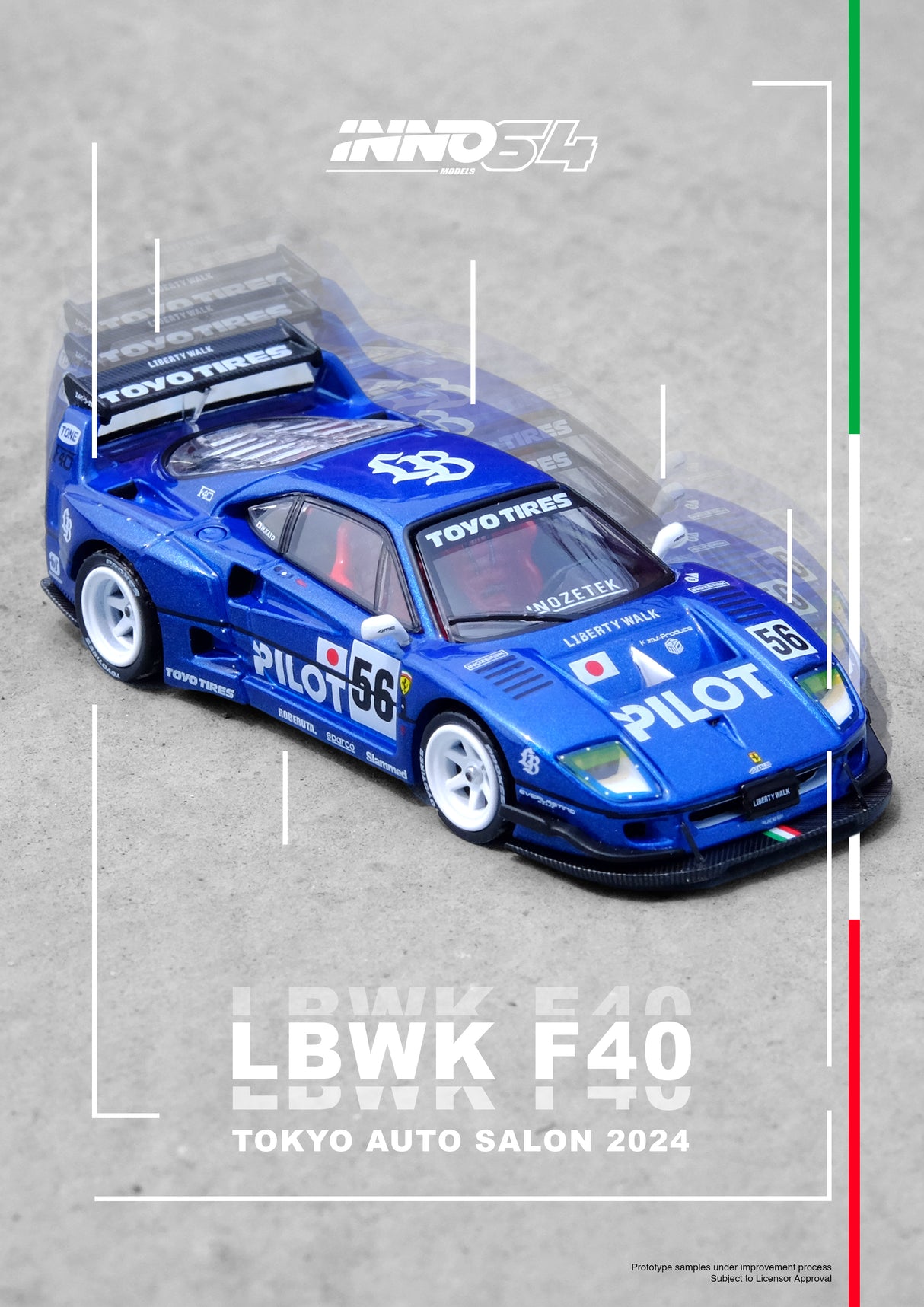 INNO64 1:64 Ferrari F40 Liberty Walk Tokyo Auto Salon 2024 Edition