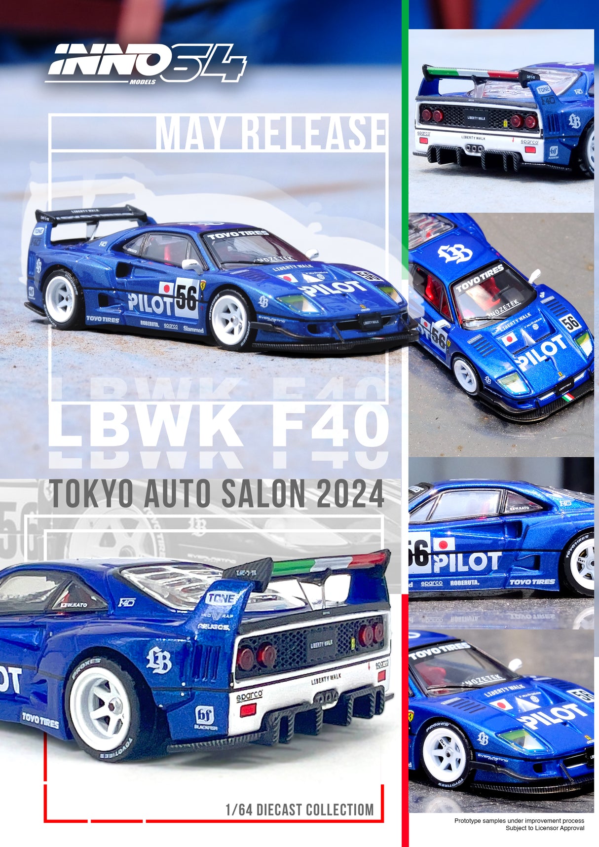INNO64 1:64 Ferrari F40 Liberty Walk Tokyo Auto Salon 2024 Edition