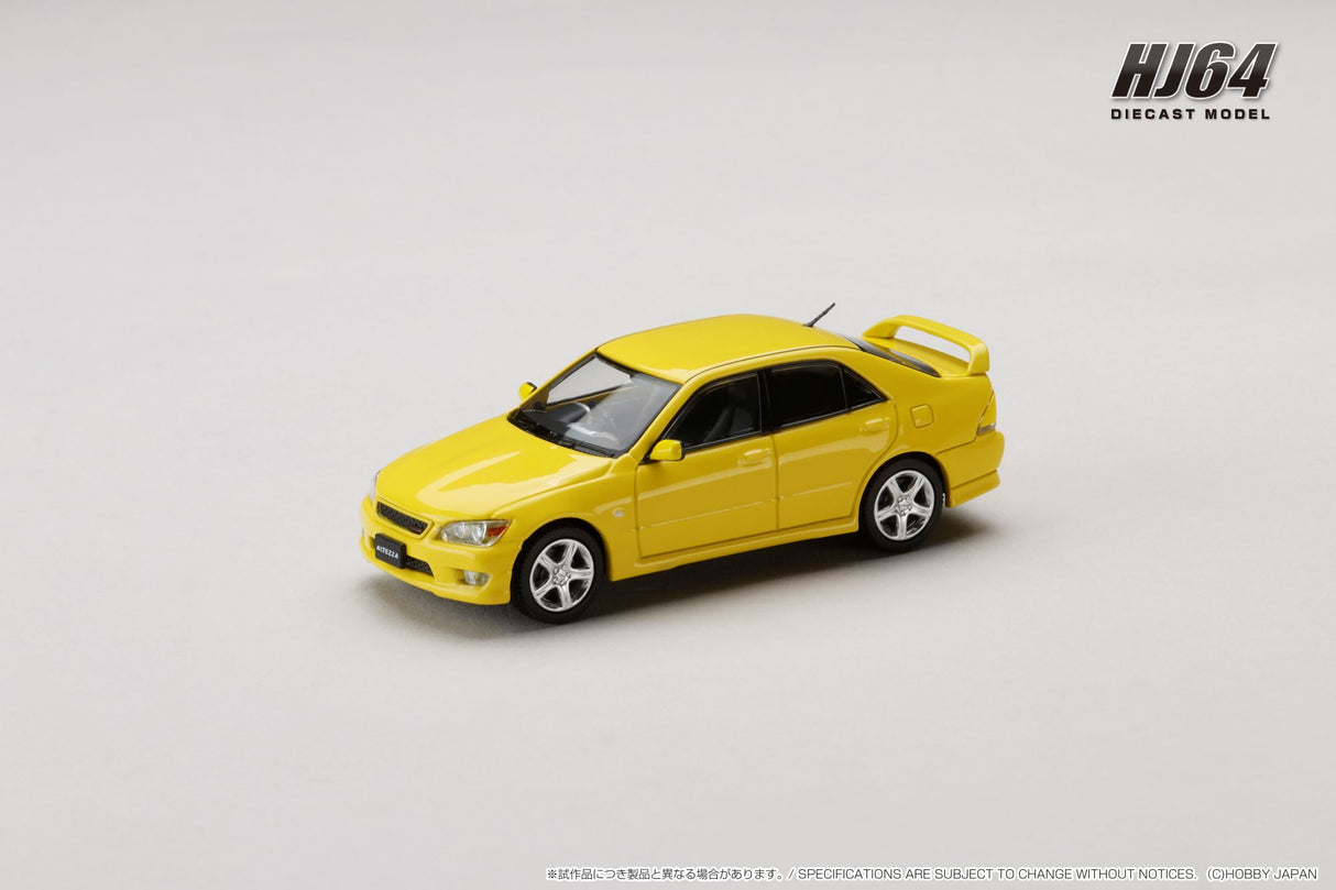Hobby Japan 1:64 Toyota ALTEZZA RS200 (E10) 1998 Genuine Option Parts in Super Bright Yellow