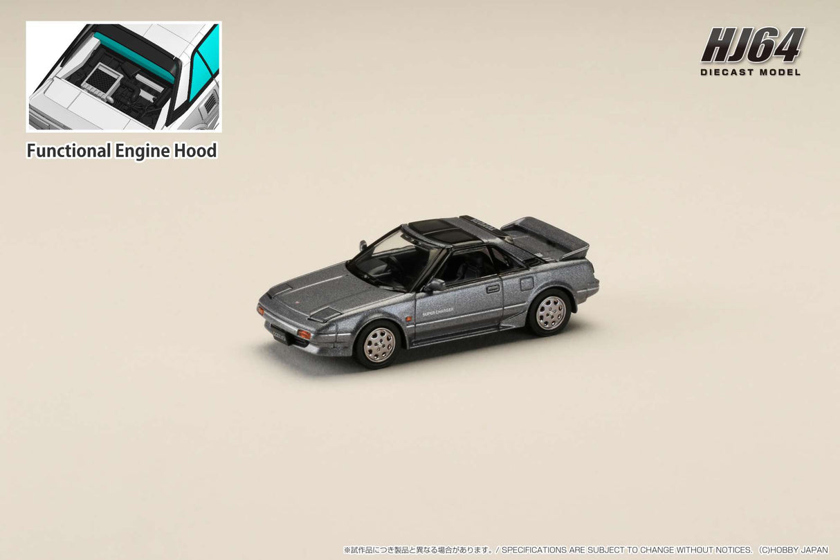 Hobby Japan 1:64 Toyota MR2 1600G-Limited Supercharged 1988 T-Top in Gray Metallic
