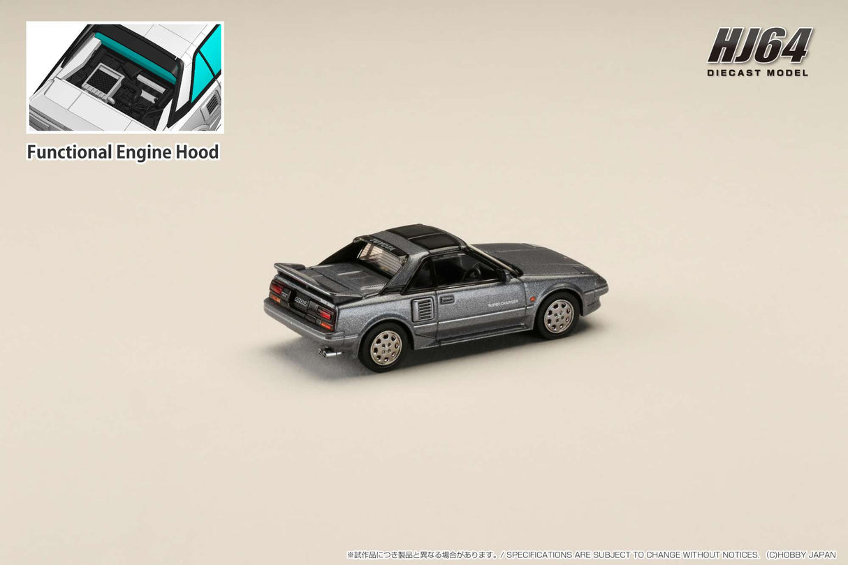 Hobby Japan 1:64 Toyota MR2 1600G-Limited Supercharged 1988 T-Top in Gray Metallic