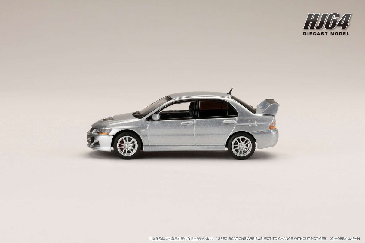 Hobby Japan 1:64 Mitsubishi Lancer EVO 9 GSR with Engine Display Model in Cool Silver Metallic
