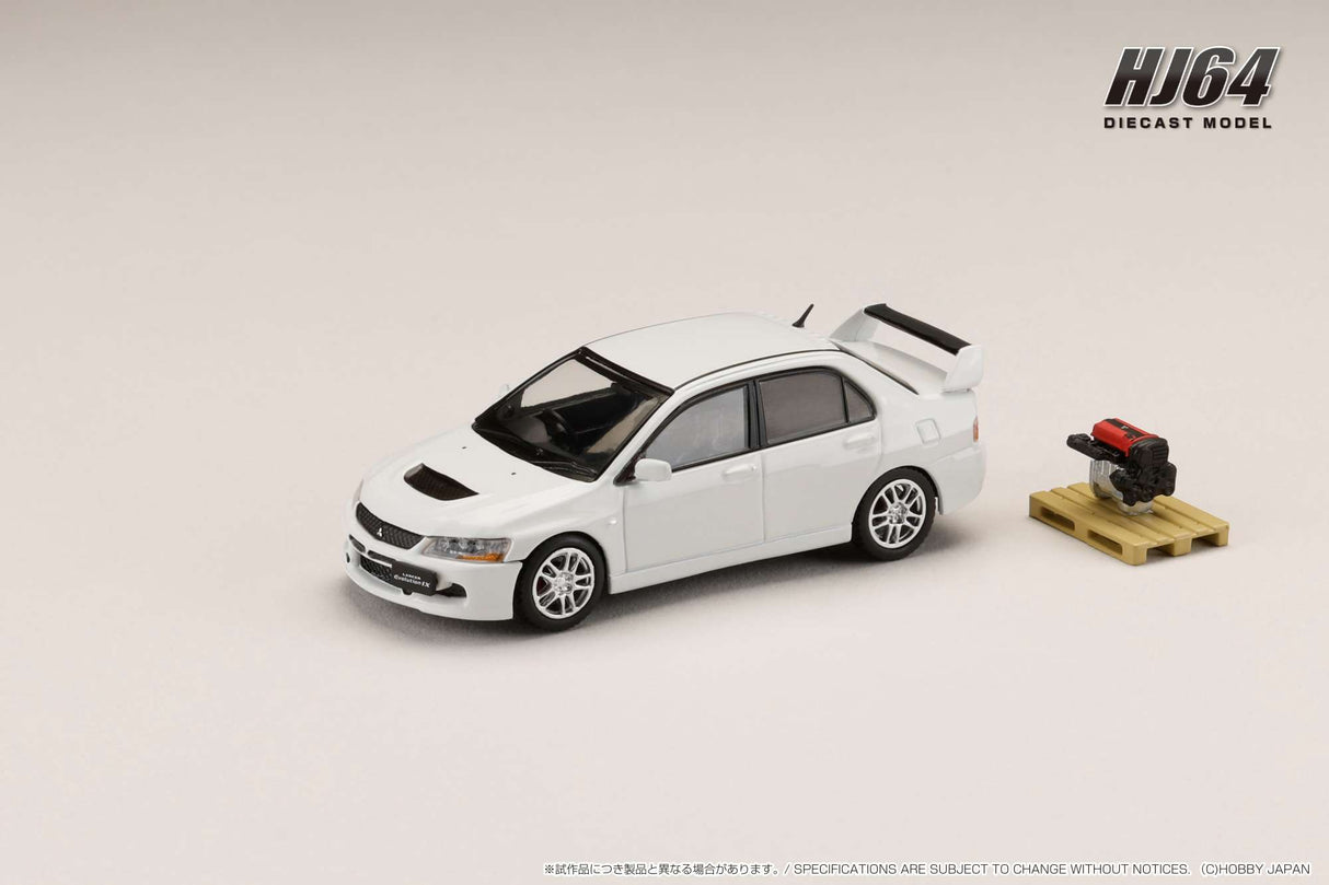 Hobby Japan 1:64 Mitsubishi Lancer EVO 9 GSR with Engine Display Model in Solid White