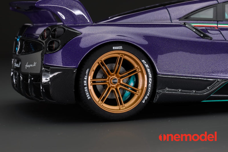 One Model 1:18 Pagani Hyuara BC in Carbon Purple with Tiffany Blue Accents