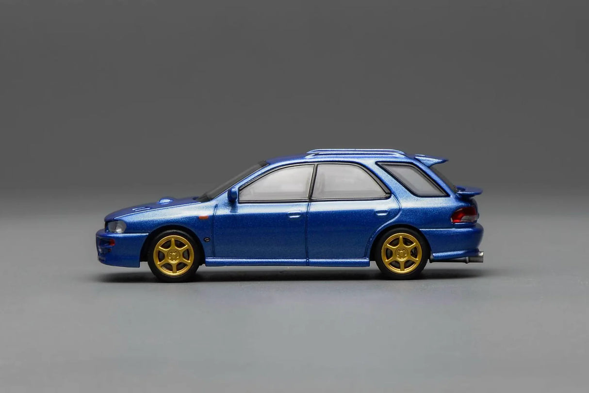 MotorHelix 1:64 Subaru Impreza Wagon WRX STi Ver. VI Customized in World Rally Blue Mica