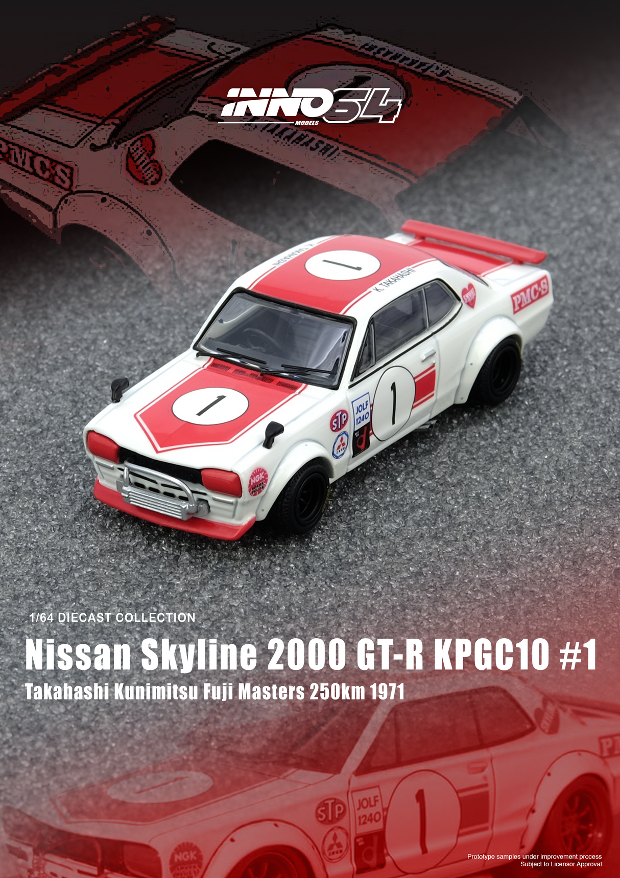 *PREORDER* INNO64 1:64 Nissan Skyline 2000GT-R (KPGC10) #1 Takahashi Kunimitsu Fuji Masters 250Km 1971