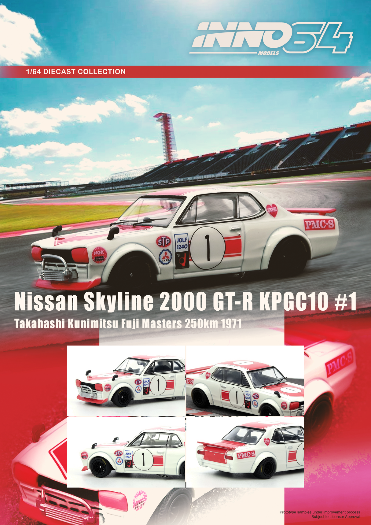 *PREORDER* INNO64 1:64 Nissan Skyline 2000GT-R (KPGC10) #1 Takahashi Kunimitsu Fuji Masters 250Km 1971